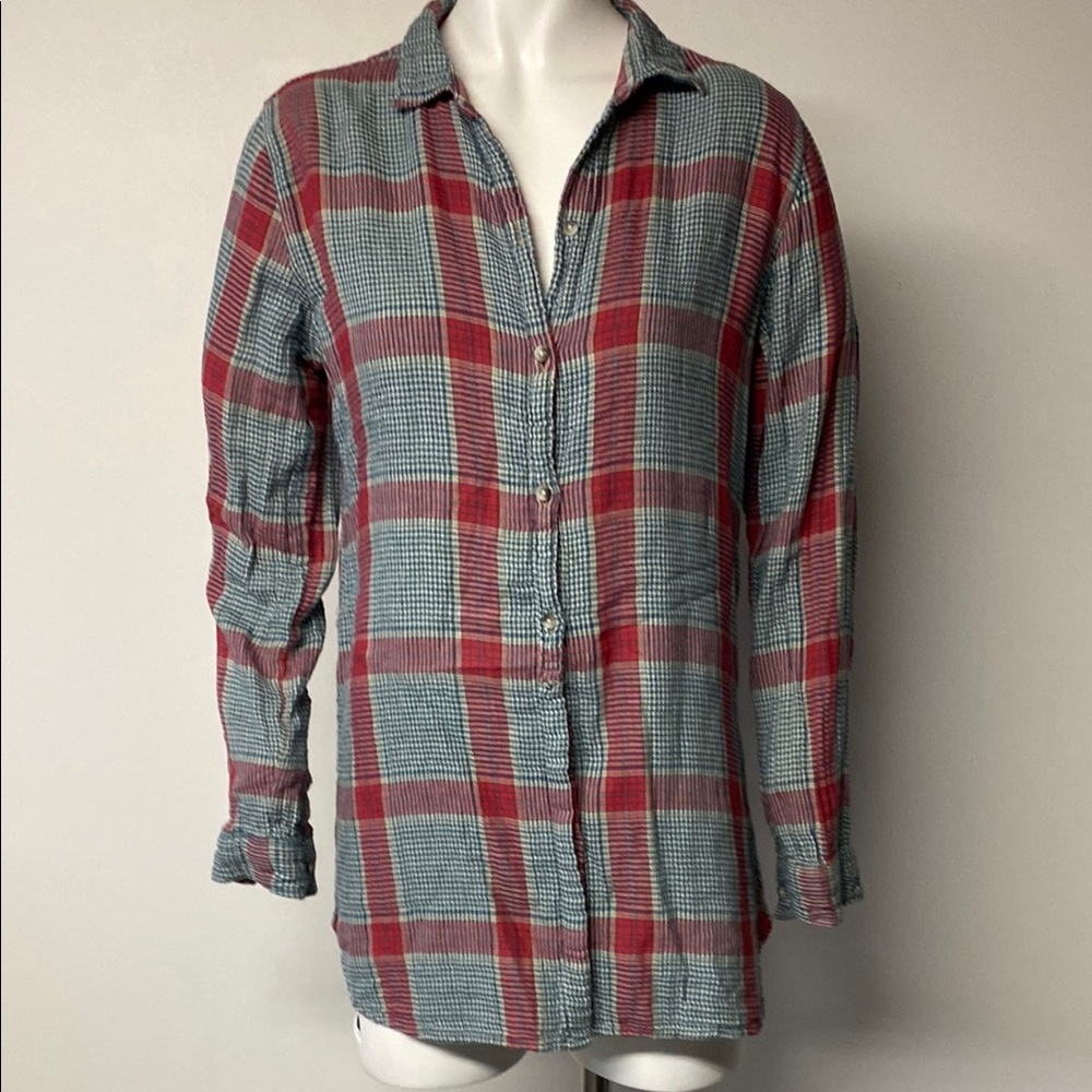 WOOLRICH Red and Green Plaid Button Down Shirt Tunic Style Size XS